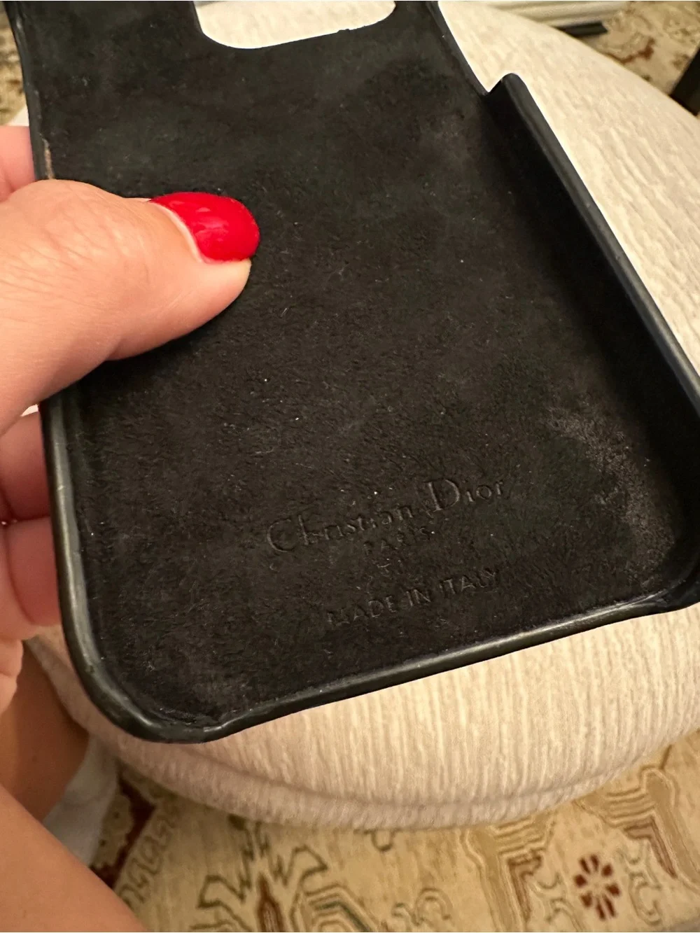 Dior IPhone 15 Black Quilted Leather Phone Case